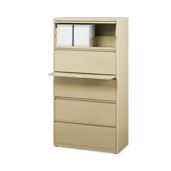 Hirsh Industries® Lateral File Cabinet, 5 Letter/Legal/A4-Size File Drawers, Putty, 30 x 18.62 x 67.62 (HID14979)