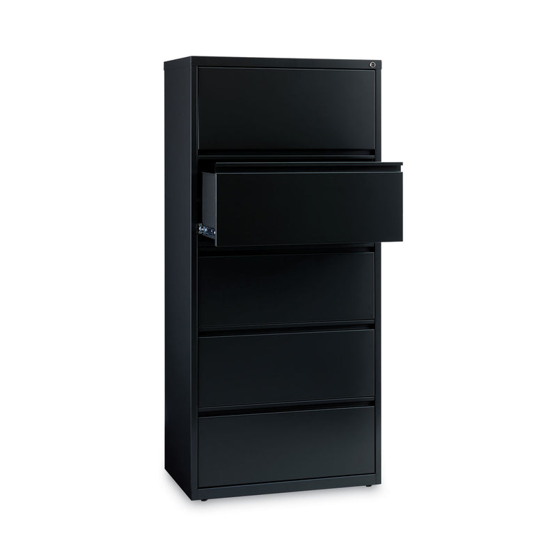 Alera® Lateral File, Five Legal/Letter/A4-Size File Drawers, 30" x 18.62" x 67.62", Black (ALEHLF3067BL) Each