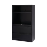 Hirsh Industries® Combo Bookshelf/Lateral File Cabinet, 2 Shelves (1 Adjustable), 2 Letter/Legal Drawers, Black, 36 x 18.62 x 60 (HID16778)