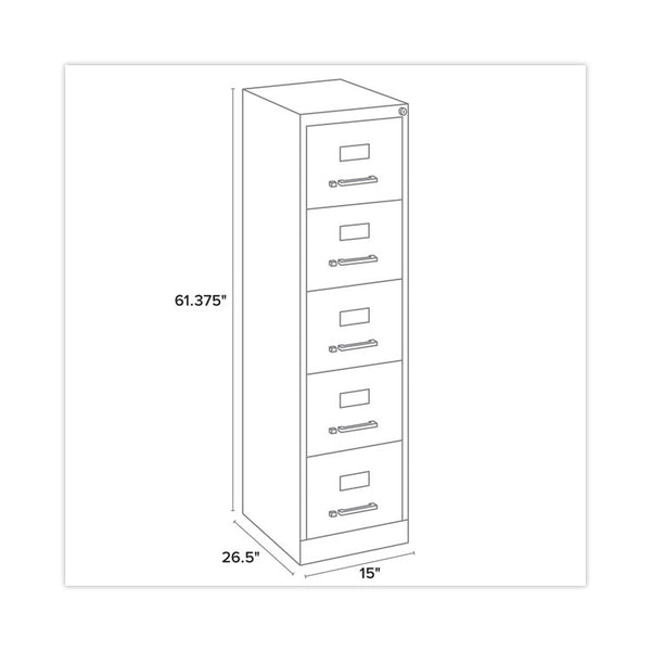Hirsh Industries® Vertical Letter File Cabinet, 5 Letter-Size File Drawers, Putty, 15 x 26.5 x 61.37 (HID17777)