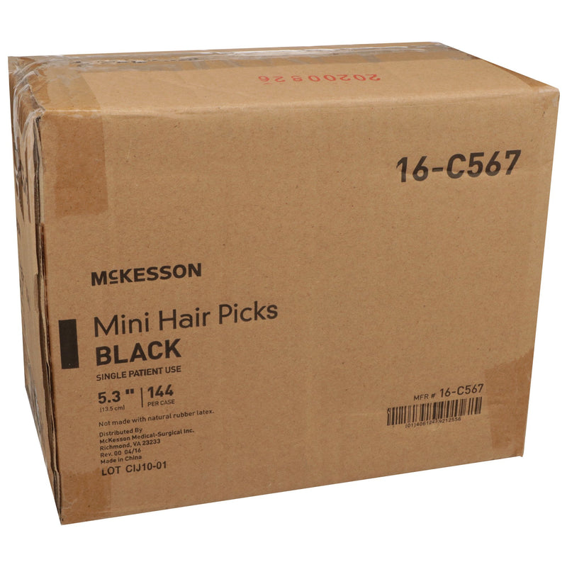 McKesson Mini Hair Pick 5.3 Inch Black Polypropylene (906053_BX) 144/BX