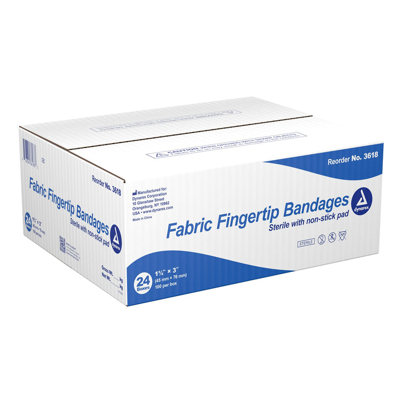 Dynarex® Adhesive Strip 1-3/4 X 3 Inch Fabric Fingertip White Sterile (670177_BX) 100/BX