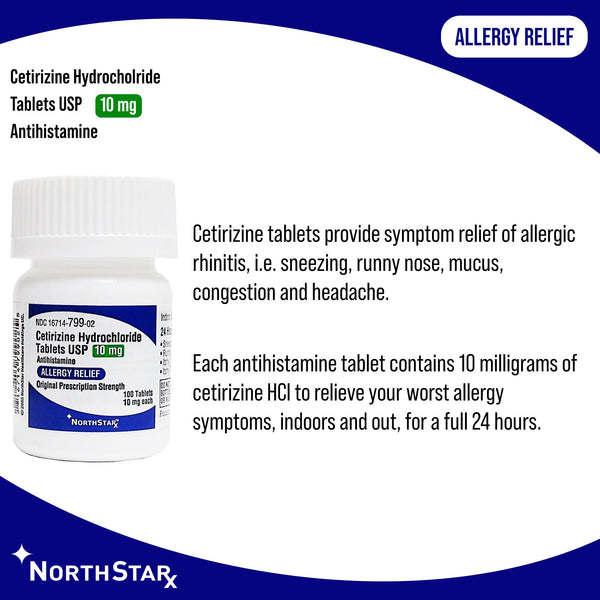 NorthStar Cetirizine HCl 10 mg Tablet 100 Tablets (1116433_BT) 1/BT