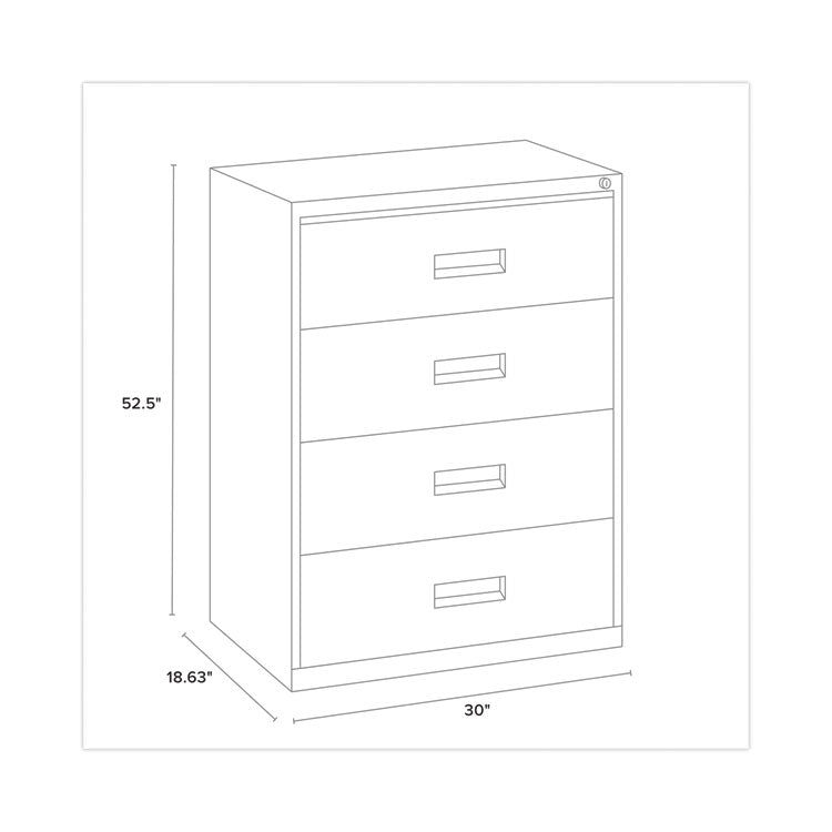 Hirsh Industries® Lateral File Cabinet, 4 Letter/Legal/A4-Size File Drawers, Black, 30 x 18.62 x 52.5 (HID14957)