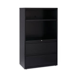 Hirsh Industries® Combo Bookshelf/Lateral File Cabinet, 2 Shelves (1 Adjustable), 2 Letter/Legal Drawers, Black, 36 x 18.62 x 60 (HID16778)