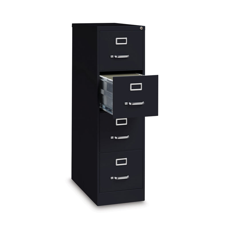 Alera® Four-Drawer Economy Vertical File, Letter-Size File Drawers, 15" x 26.5" x 52", Black (ALEHVF152652BL)