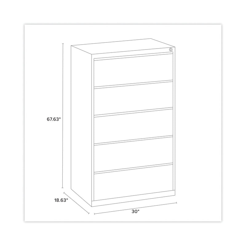 Alera® Lateral File, Five Legal/Letter/A4-Size File Drawers, 30" x 18.62" x 67.62", Putty (ALEHLF3067PY)