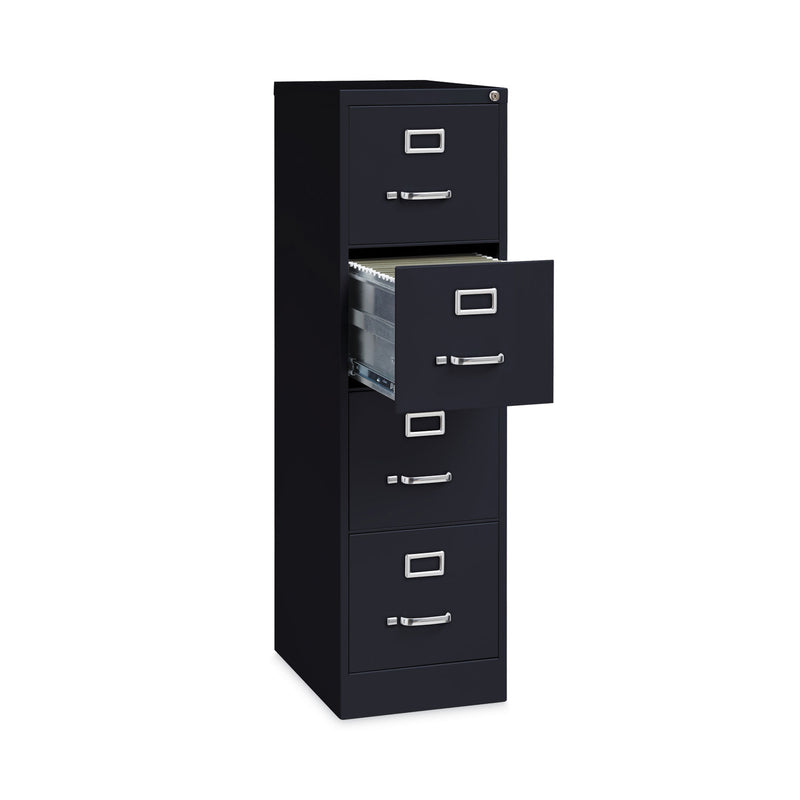 Alera® Four-Drawer Economy Vertical File, Letter-Size File Drawers, 15" x 22" x 52", Black (ALEHVF152252BL)