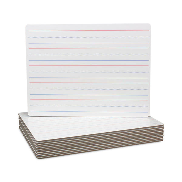 Flipside Magnetic Two-Sided Red and Blue Ruled Dry Erase Board, 12 x 9, Ruled White Front/Unruled White Back, 12/Pack (FLP10176)