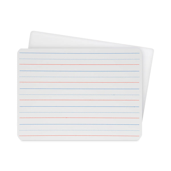 Flipside Two-Sided Red and Blue Ruled Dry Erase Board, 12 x 9, Ruled White Front/Unruled White Back, 24/Pack (FLP12034)