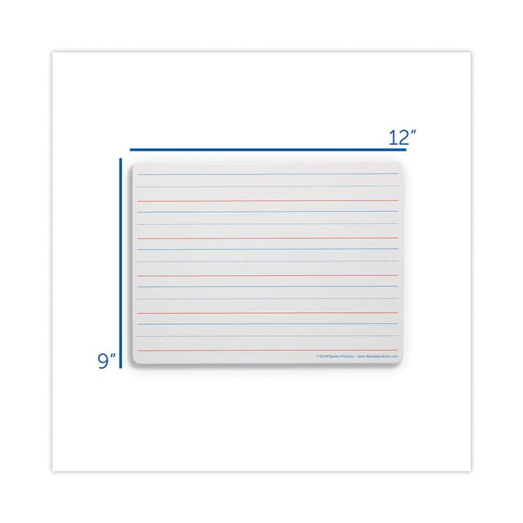 Flipside Two-Sided Red and Blue Ruled Dry Erase Board, 12 x 9, Ruled White Front/Unruled White Back, 24/Pack (FLP12034) Pack of 24