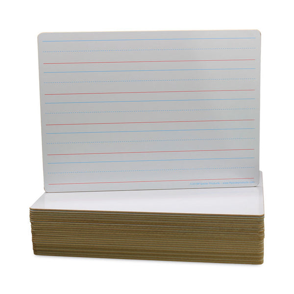 Flipside Two-Sided Red and Blue Ruled Dry Erase Board, 12 x 9, Ruled White Front/Unruled White Back, 24/Pack (FLP12034)