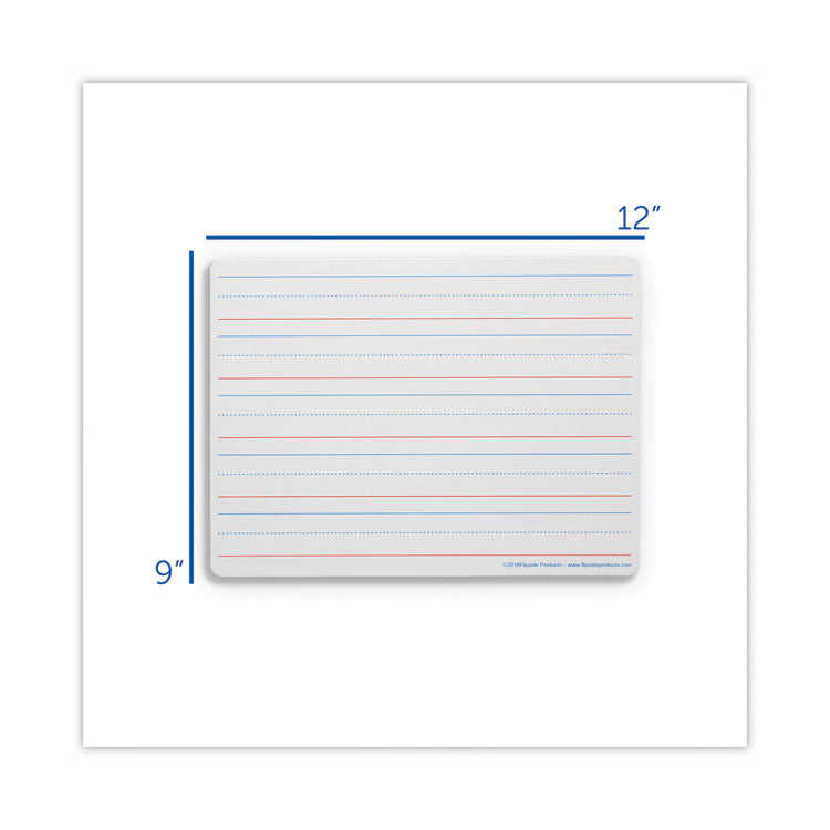 Flipside Magnetic Two-Sided Red and Blue Ruled Dry Erase Board, 12 x 9, Ruled White Front/Unruled White Back, 12/Pack (FLP10176) Pack of 12