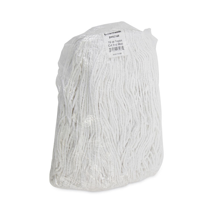 Boardwalk® Premium Cut-End Wet Mop Heads, Rayon, 16oz, White, 12/Carton (BWK216RCT) Case of 12