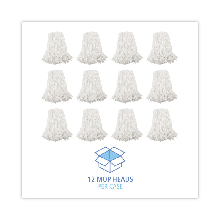 Boardwalk® Premium Cut-End Wet Mop Heads, Rayon, 16oz, White, 12/Carton (BWK216RCT) Case of 12