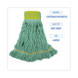 Boardwalk® EcoMop Looped-End Mop Head, Recycled Fibers, Large Size, Green, 12/Carton (BWK1200LCT) Case of 12 Mops