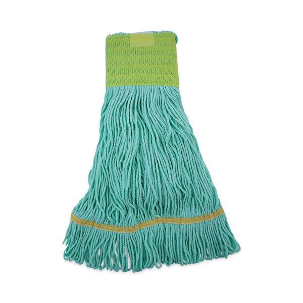 Boardwalk® EcoMop Looped-End Mop Head, Recycled Fibers, Medium Size, Green, 12/Carton (BWK1200MCT) Case of 12 Mops