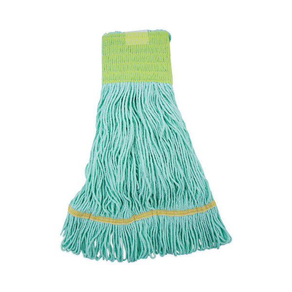 Boardwalk® EcoMop Looped-End Mop Head, Recycled Fibers, Medium Size, Green (BWK1200MEA) Each