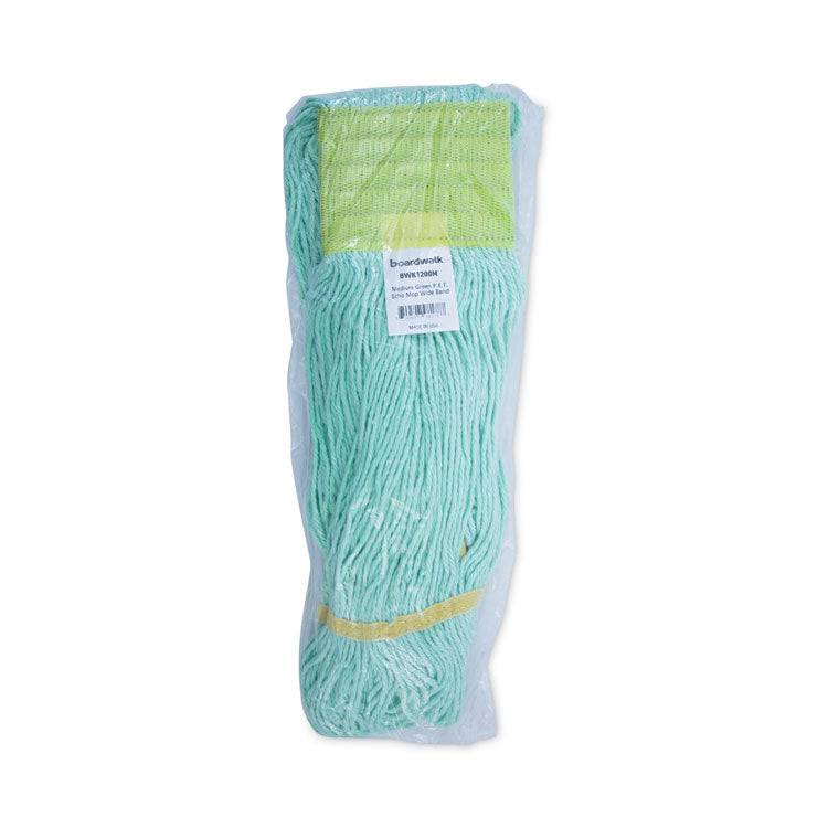 Boardwalk® EcoMop Looped-End Mop Head, Recycled Fibers, Medium Size, Green (BWK1200MEA)