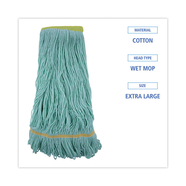 Boardwalk® EcoMop Looped-End Mop Head, Recycled Fibers, Extra Large Size, Green (BWK1200XL) Each