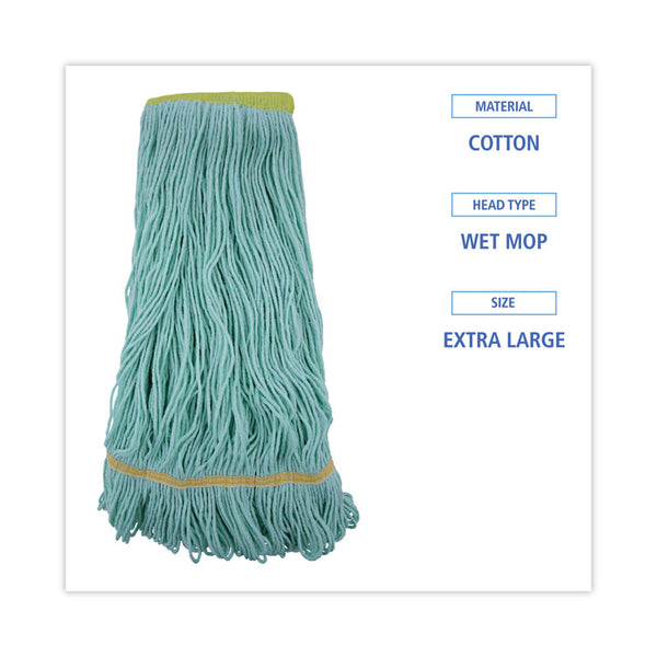 Boardwalk® EcoMop Looped-End Mop Head, Recycled Fibers, Extra Large Size, Green, 12/CT (BWK1200XLCT) Case of 12