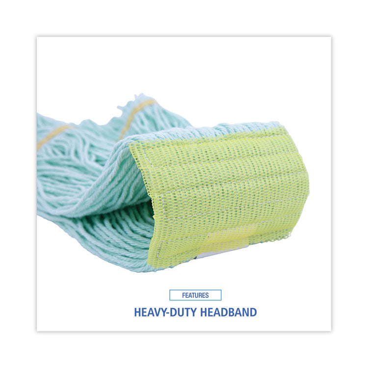 Boardwalk® EcoMop Looped-End Mop Head, Recycled Fibers, Extra Large Size, Green, 12/CT (BWK1200XLCT) Case of 12