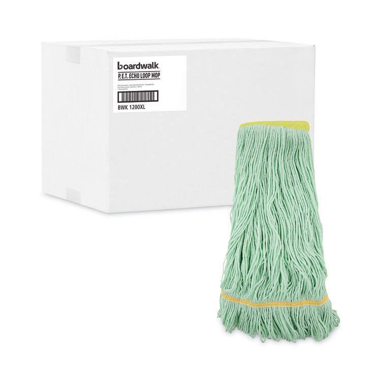 Boardwalk® EcoMop Looped-End Mop Head, Recycled Fibers, Extra Large Size, Green, 12/CT (BWK1200XLCT) Case of 12