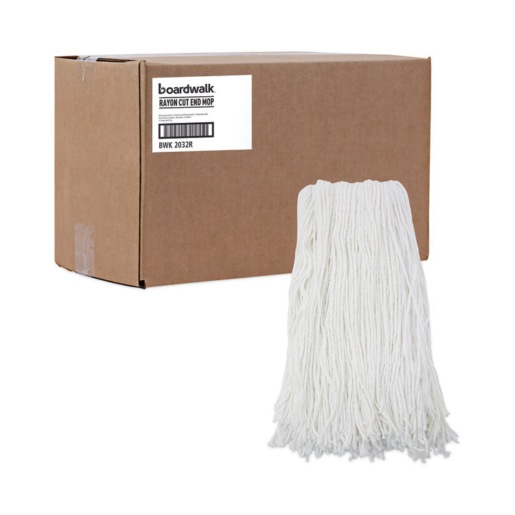 Boardwalk® Cut-End Wet Mop Head, Rayon, No. 32, White, 12/Carton (BWK2032RCT)