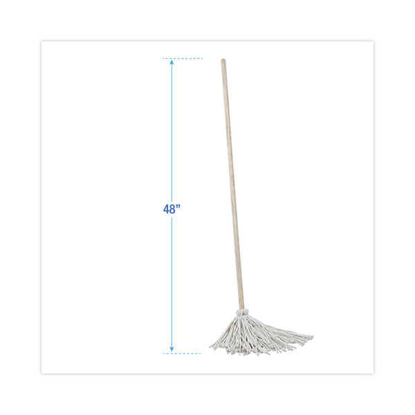 Boardwalk® Handle/Deck Mops, #12 White Cotton Head, 48" Natural Wood Handle, 6/Pack (BWK112C) Pack of 6