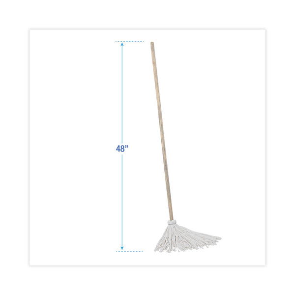 Boardwalk® Handle/Deck Mops, #12 White Rayon Head, 48" Natural Wood Handle, 6/Pack (BWK112R)