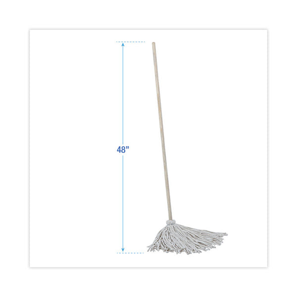 Boardwalk® Handle/Deck Mops, #16 White Cotton Head, 48" Natural Wood Handle (BWK116C) Pack of 6