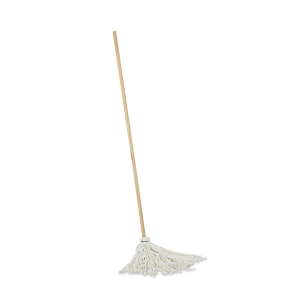 Boardwalk® Handle/Deck Mops, #16 White Rayon Head, 48" Natural Wood Handle (BWK116R)