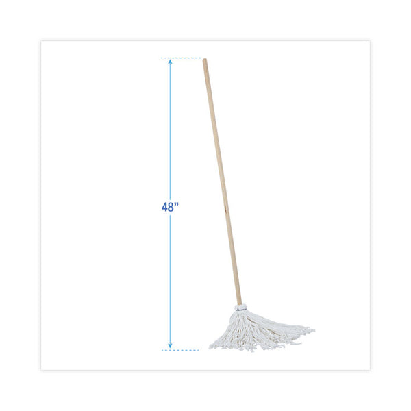 Boardwalk® Handle/Deck Mops, #16 White Rayon Head, 48" Natural Wood Handle (BWK116R)