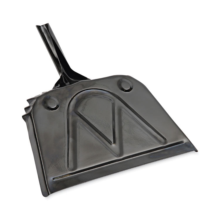 Boardwalk® Metal Dust Pan, 12 x 14, 2" Handle, 20-Gauge Steel, Black, 12/Carton (BWK04212)