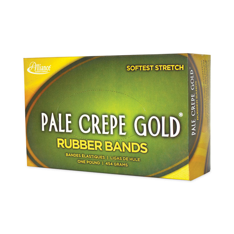 Alliance® Pale Crepe Gold Rubber Bands, Size 19, 0.04" Gauge, Golden Crepe, 1 lb Box, 1,890/Box (ALL20195) Each