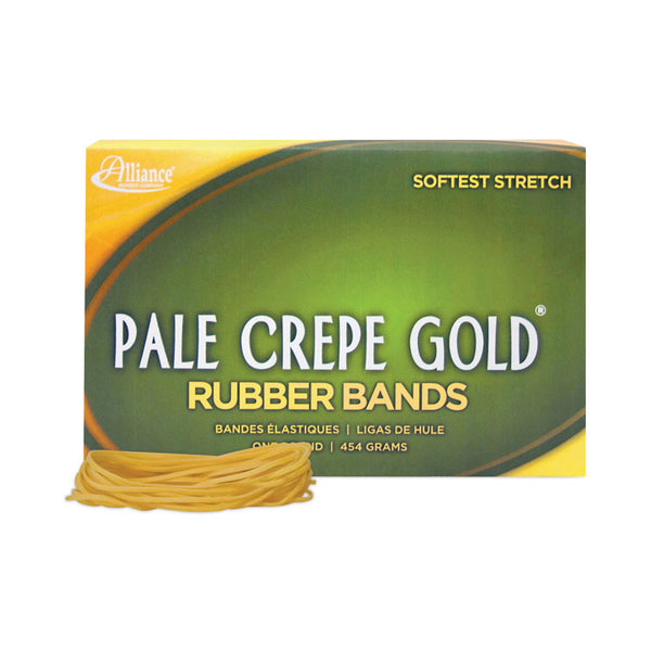 Alliance® Pale Crepe Gold Rubber Bands, Size 19, 0.04" Gauge, Golden Crepe, 1 lb Box, 1,890/Box (ALL20195) Each