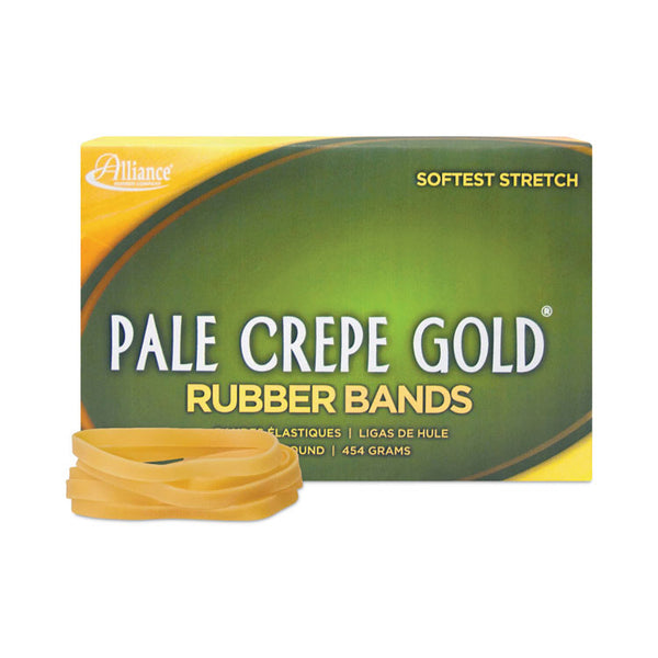 Alliance® Pale Crepe Gold Rubber Bands, Size 64, 0.04" Gauge, Golden Crepe, 1 lb Box, 490/Box (ALL20645) Each