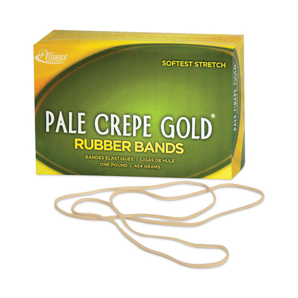 Alliance® Pale Crepe Gold Rubber Bands, Size 117B, 0.06" Gauge, Golden Crepe, 1 lb Box, 300/Box (ALL21405) Each