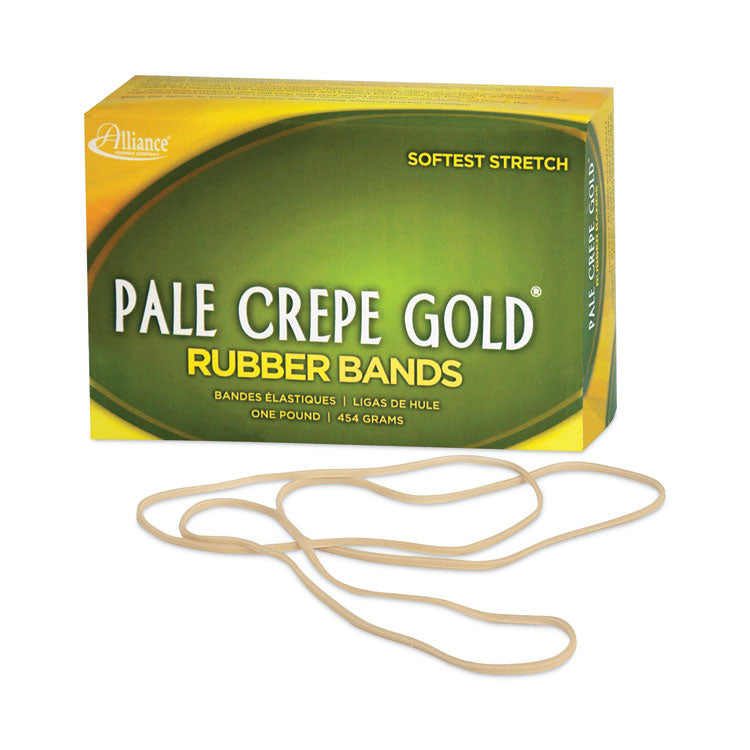 Alliance® Pale Crepe Gold Rubber Bands, Size 117B, 0.06" Gauge, Golden Crepe, 1 lb Box, 300/Box (ALL21405) Each