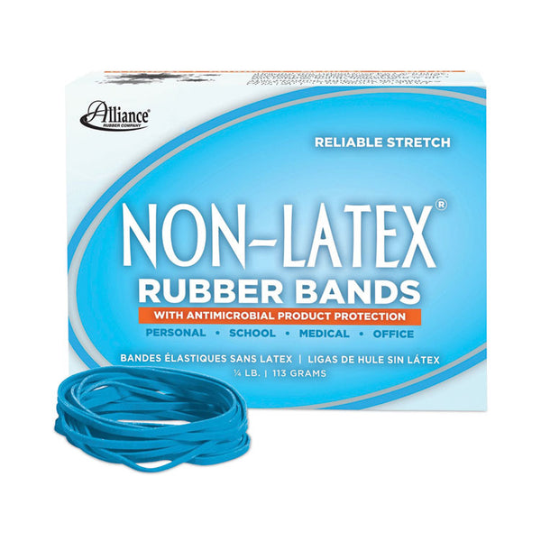 Alliance® Antimicrobial Non-Latex Rubber Bands, Size 33, 0.04" Gauge, Cyan Blue, 4 oz Box, 180/Box (ALL42339) 1/4 lb Box