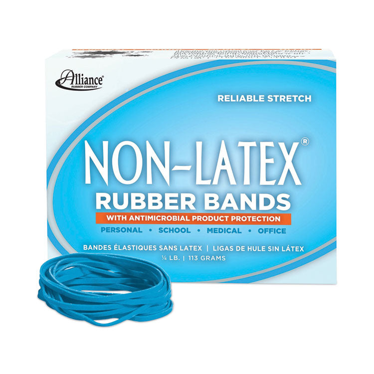 Alliance® Antimicrobial Non-Latex Rubber Bands, Size 33, 0.04" Gauge, Cyan Blue, 4 oz Box, 180/Box (ALL42339) 1/4 lb Box