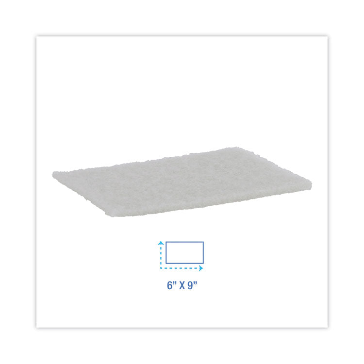 Boardwalk® Light Duty Scour Pad, White, 6 x 9, White, 20/Carton (BWK198)