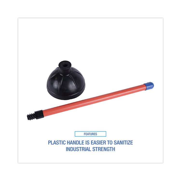 Boardwalk® Toilet Plunger, 18" Plastic Handle, 5.63" dia, Red/Black, 6/Carton (BWK09201)