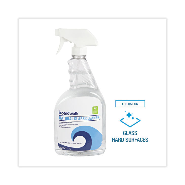 Boardwalk® Natural Glass Cleaner, 32 oz Trigger Spray Bottle, 12/Carton (BWK47112G)