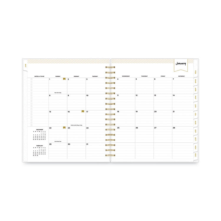 Day Designer Daily/Monthly Frosted Planner, Rugby Stripe Artwork, 10 x 8, Black/White Cover, 12-Month (July-June): 2024-2025 (BLS137885) Each