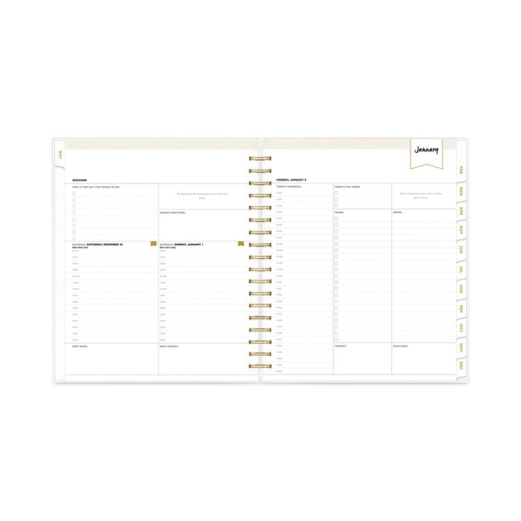 Day Designer Daily/Monthly Frosted Planner, Rugby Stripe Artwork, 10 x 8, Black/White Cover, 12-Month (July-June): 2024-2025 (BLS137885) Each