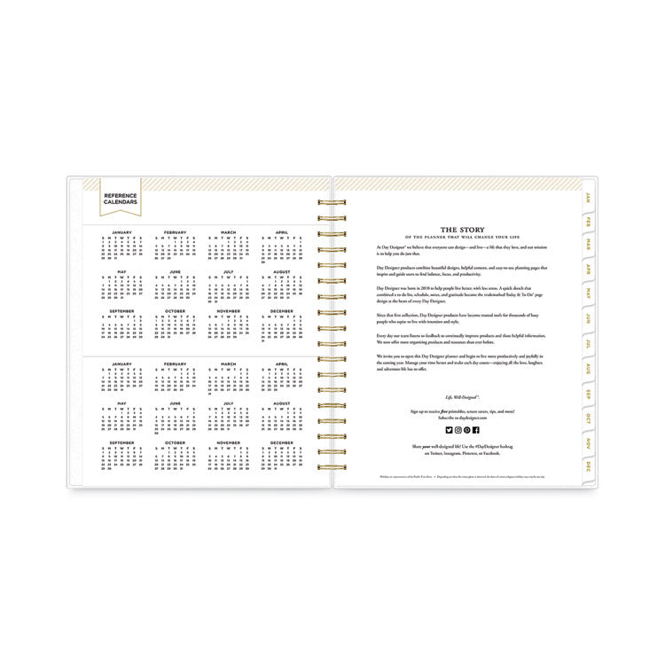 Day Designer Daily/Monthly Frosted Planner, Rugby Stripe Artwork, 10 x 8, Black/White Cover, 12-Month (July-June): 2024-2025 (BLS137885) Each