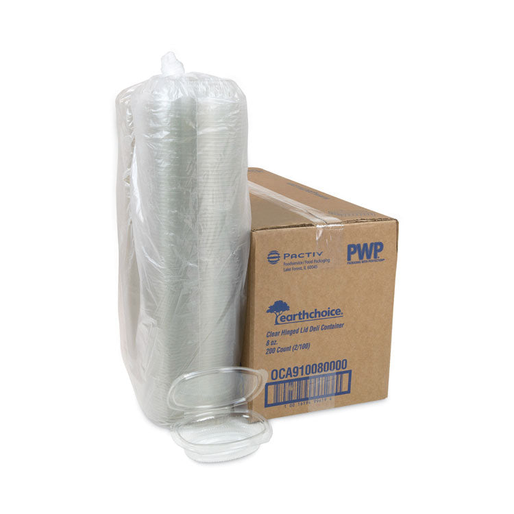 Pactiv Evergreen EarthChoice Recycled PET Hinged Container, 8 oz, 4.92 x 5.87 x 1.32, Clear, Plastic, 200/Carton (PCT0CA910080000) Case of 200