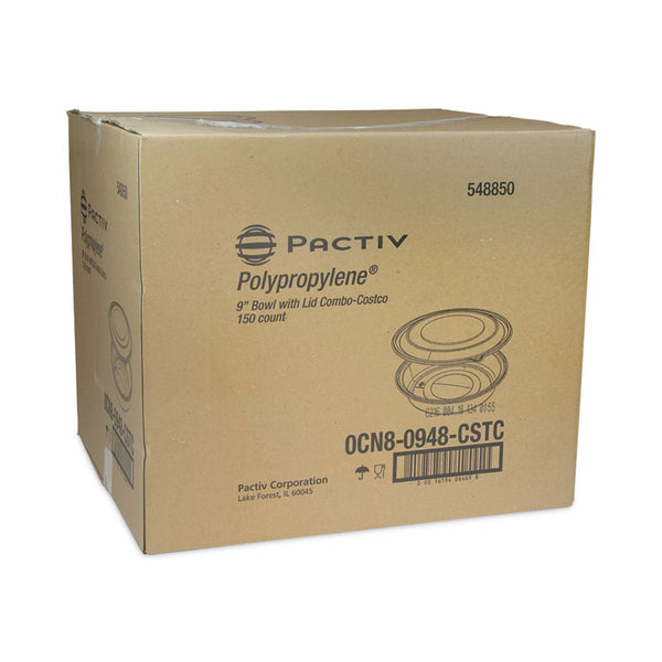 Pactiv Evergreen EarthChoice MealMaster Container with Lid, 48 oz, 10.13" Diameter x 2.13"h, 1-Compartment, Black/Clear, Plastic, 150/Carton (PCT0CN80948CSTC) Case of 150
