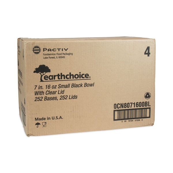 Pactiv Evergreen EarthChoice MealMaster Container with Lid, 16 oz, 7 x 7 x 1.8, Black/Clear, Plastic, 252/Carton (PCT0CN8071600BL) Case of 252